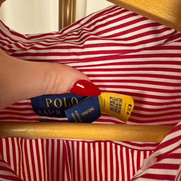 Polo Ralph Lauren Red White Stripe Button Down Men's Shirt XXL - Picture 6 of 8